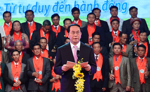 Chủ tịch nước Trần Đại Quang phát biểu tại Lễ tôn vinh và trao danh hiệu "Nông dân Việt Nam xuất sắc 2016"